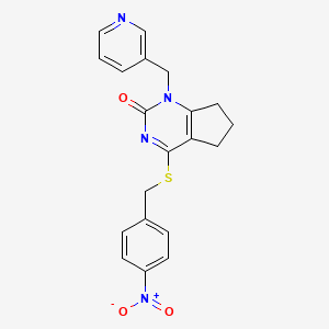4-((4-nitrobenzyl)thio)-1-(pyridin-3-ylmethyl)-6,7-dihydro-1H-cyclopenta[d]pyrimidin-2(5H)-one