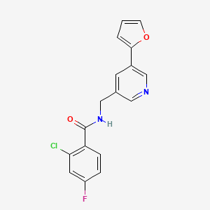 2-chloro-4-fluoro-N-((5-(furan-2-yl)pyridin-3-yl)methyl)benzamide