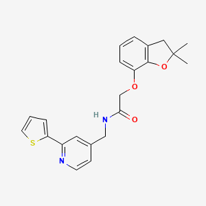 molecular formula C22H22N2O3S B2847048 2-((2,2-dimethyl-2,3-dihydrobenzofuran-7-yl)oxy)-N-((2-(thiophen-2-yl)pyridin-4-yl)methyl)acetamide CAS No. 1903367-74-7