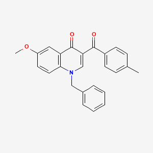 molecular formula C25H21NO3 B2847050 1-Benzyl-6-methoxy-3-(4-methylbenzoyl)-1,4-dihydroquinolin-4-one CAS No. 866348-90-5