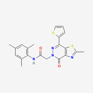 molecular formula C21H20N4O2S2 B2847059 N-mesityl-2-(2-methyl-4-oxo-7-(thiophen-2-yl)thiazolo[4,5-d]pyridazin-5(4H)-yl)acetamide CAS No. 954040-31-4