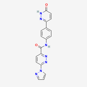 molecular formula C18H13N7O2 B2847063 N-(4-(6-hydroxypyridazin-3-yl)phenyl)-6-(1H-pyrazol-1-yl)pyridazine-3-carboxamide CAS No. 1351607-73-2