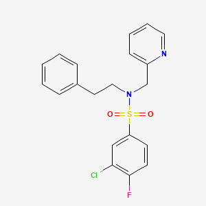 3-chloro-4-fluoro-N-phenethyl-N-(pyridin-2-ylmethyl)benzenesulfonamide