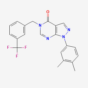 molecular formula C21H17F3N4O B2847070 1-(3,4-dimethylphenyl)-5-(3-(trifluoromethyl)benzyl)-1H-pyrazolo[3,4-d]pyrimidin-4(5H)-one CAS No. 852451-75-3