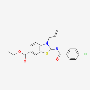 molecular formula C20H17ClN2O3S B2847073 Ethyl 2-(4-chlorobenzoyl)imino-3-prop-2-enyl-1,3-benzothiazole-6-carboxylate CAS No. 865174-56-7