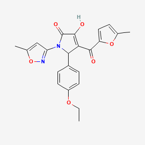 molecular formula C22H20N2O6 B2847079 5-(4-ethoxyphenyl)-3-hydroxy-4-(5-methylfuran-2-carbonyl)-1-(5-methylisoxazol-3-yl)-1H-pyrrol-2(5H)-one CAS No. 618872-66-5