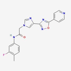 molecular formula C19H15FN6O2 B2847090 N-(3-fluoro-4-methylphenyl)-2-{4-[5-(pyridin-4-yl)-1,2,4-oxadiazol-3-yl]-1H-imidazol-1-yl}acetamide CAS No. 1251680-00-8