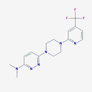 molecular formula C16H19F3N6 B2847091 N,N-dimethyl-6-{4-[4-(trifluoromethyl)pyridin-2-yl]piperazin-1-yl}pyridazin-3-amine CAS No. 2415491-05-1