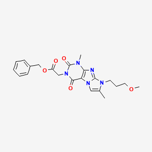 molecular formula C22H25N5O5 B2847094 benzyl 2-(8-(3-methoxypropyl)-1,7-dimethyl-2,4-dioxo-1H-imidazo[2,1-f]purin-3(2H,4H,8H)-yl)acetate CAS No. 887466-35-5