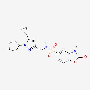 N-((1-cyclopentyl-5-cyclopropyl-1H-pyrazol-3-yl)methyl)-3-methyl-2-oxo-2,3-dihydrobenzo[d]oxazole-5-sulfonamide