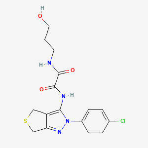 molecular formula C16H17ClN4O3S B2847115 N'-[2-(4-chlorophenyl)-2H,4H,6H-thieno[3,4-c]pyrazol-3-yl]-N-(3-hydroxypropyl)ethanediamide CAS No. 899741-90-3