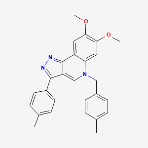 molecular formula C27H25N3O2 B2847134 7,8-Dimethoxy-3-(4-methylphenyl)-5-[(4-methylphenyl)methyl]pyrazolo[4,3-c]quinoline CAS No. 866728-33-8