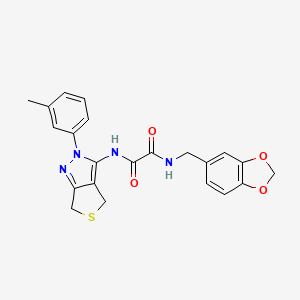 molecular formula C22H20N4O4S B2847135 N'-[(2H-1,3-benzodioxol-5-yl)methyl]-N-[2-(3-methylphenyl)-2H,4H,6H-thieno[3,4-c]pyrazol-3-yl]ethanediamide CAS No. 899755-96-5