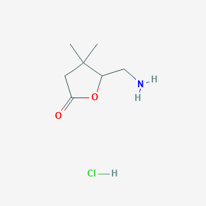 molecular formula C7H14ClNO2 B2847137 5-(Aminomethyl)-4,4-dimethyloxolan-2-one hydrochloride CAS No. 2172436-07-4