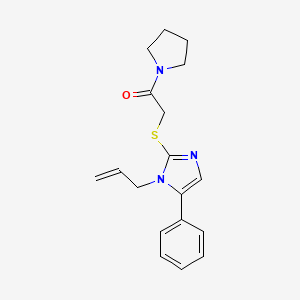 molecular formula C18H21N3OS B2847144 2-((1-allyl-5-phenyl-1H-imidazol-2-yl)thio)-1-(pyrrolidin-1-yl)ethanone CAS No. 1207013-39-5