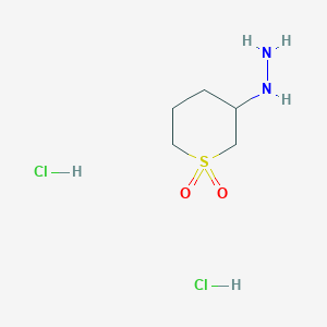 molecular formula C5H14Cl2N2O2S B2847157 3-Hydrazinyl-1lambda6-thiane-1,1-dione dihydrochloride CAS No. 2031261-17-1