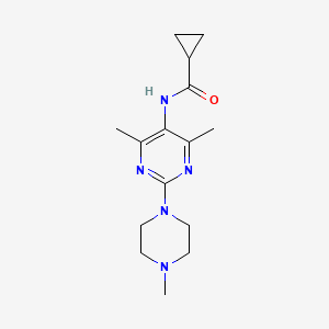 molecular formula C15H23N5O B2847183 N-[4,6-Dimethyl-2-(4-methylpiperazin-1-YL)pyrimidin-5-YL]cyclopropanecarboxamide CAS No. 1448123-80-5