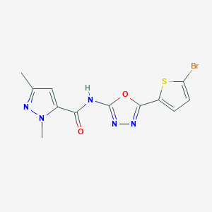 molecular formula C12H10BrN5O2S B2847199 N-(5-(5-bromothiophen-2-yl)-1,3,4-oxadiazol-2-yl)-1,3-dimethyl-1H-pyrazole-5-carboxamide CAS No. 1171996-77-2