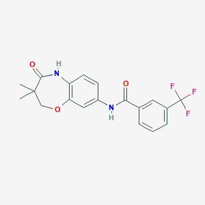 molecular formula C19H17F3N2O3 B2847206 N-(3,3-dimethyl-4-oxo-2,3,4,5-tetrahydro-1,5-benzoxazepin-8-yl)-3-(trifluoromethyl)benzamide CAS No. 921583-61-1