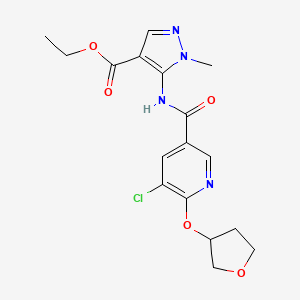 molecular formula C17H19ClN4O5 B2847273 ethyl 5-[5-chloro-6-(oxolan-3-yloxy)pyridine-3-amido]-1-methyl-1H-pyrazole-4-carboxylate CAS No. 1903015-01-9