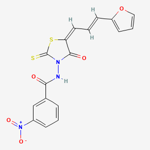 molecular formula C17H11N3O5S2 B2847299 N-[(5E)-5-[(2E)-3-(FURAN-2-YL)PROP-2-EN-1-YLIDENE]-4-OXO-2-SULFANYLIDENE-1,3-THIAZOLIDIN-3-YL]-3-NITROBENZAMIDE CAS No. 714253-03-9