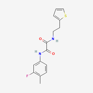 molecular formula C15H15FN2O2S B2847313 N'-(3-fluoro-4-methylphenyl)-N-[2-(thiophen-2-yl)ethyl]ethanediamide CAS No. 1207029-28-4