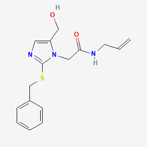 molecular formula C16H19N3O2S B2847328 2-[2-(benzylsulfanyl)-5-(hydroxymethyl)-1H-imidazol-1-yl]-N-(prop-2-en-1-yl)acetamide CAS No. 921569-52-0