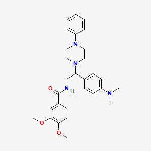 molecular formula C29H36N4O3 B2847336 N-{2-[4-(dimethylamino)phenyl]-2-(4-phenylpiperazin-1-yl)ethyl}-3,4-dimethoxybenzamide CAS No. 946365-06-6