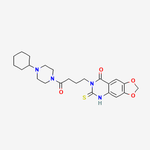 7-[4-(4-cyclohexylpiperazin-1-yl)-4-oxobutyl]-6-sulfanylidene-5H-[1,3]dioxolo[4,5-g]quinazolin-8-one