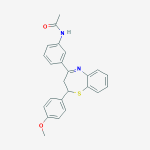 molecular formula C24H22N2O2S B284737 N-{3-[2-(4-methoxyphenyl)-2,3-dihydro-1,5-benzothiazepin-4-yl]phenyl}acetamide 