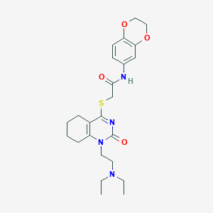 2-((1-(2-(diethylamino)ethyl)-2-oxo-1,2,5,6,7,8-hexahydroquinazolin-4-yl)thio)-N-(2,3-dihydrobenzo[b][1,4]dioxin-6-yl)acetamide