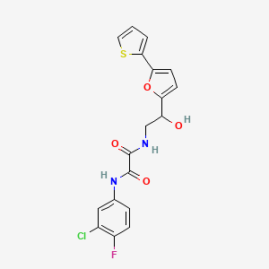 molecular formula C18H14ClFN2O4S B2847388 N'-(3-chloro-4-fluorophenyl)-N-{2-hydroxy-2-[5-(thiophen-2-yl)furan-2-yl]ethyl}ethanediamide CAS No. 2319851-82-4