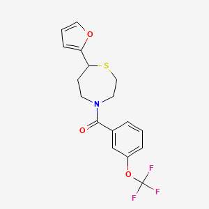 molecular formula C17H16F3NO3S B2847398 (7-(Furan-2-yl)-1,4-thiazepan-4-yl)(3-(trifluoromethoxy)phenyl)methanone CAS No. 1705761-88-1