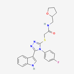 2-((4-(4-fluorophenyl)-5-(1H-indol-3-yl)-4H-1,2,4-triazol-3-yl)thio)-N-((tetrahydrofuran-2-yl)methyl)acetamide