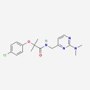 2-(4-chlorophenoxy)-N-((2-(dimethylamino)pyrimidin-4-yl)methyl)-2-methylpropanamide