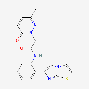molecular formula C19H17N5O2S B2847455 N-(2-(imidazo[2,1-b]thiazol-6-yl)phenyl)-2-(3-methyl-6-oxopyridazin-1(6H)-yl)propanamide CAS No. 1706220-46-3