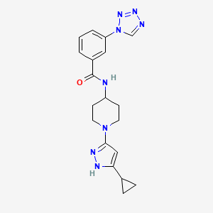 molecular formula C19H22N8O B2847458 N-(1-(5-cyclopropyl-1H-pyrazol-3-yl)piperidin-4-yl)-3-(1H-tetrazol-1-yl)benzamide CAS No. 1902897-74-8