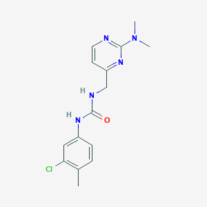 molecular formula C15H18ClN5O B2847460 1-(3-Chloro-4-methylphenyl)-3-((2-(dimethylamino)pyrimidin-4-yl)methyl)urea CAS No. 1797621-13-6