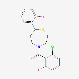 molecular formula C18H16ClF2NOS B2847462 (2-Chloro-6-fluorophenyl)(7-(2-fluorophenyl)-1,4-thiazepan-4-yl)methanone CAS No. 1705873-66-0