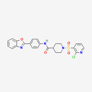 molecular formula C24H21ClN4O4S B2847477 N-[4-(1,3-benzoxazol-2-yl)phenyl]-1-(2-chloropyridin-3-yl)sulfonylpiperidine-4-carboxamide CAS No. 1118869-59-2