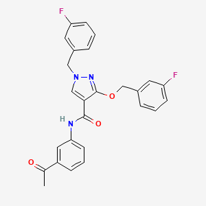 molecular formula C26H21F2N3O3 B2847557 N-(3-acetylphenyl)-1-(3-fluorobenzyl)-3-((3-fluorobenzyl)oxy)-1H-pyrazole-4-carboxamide CAS No. 1013758-90-1