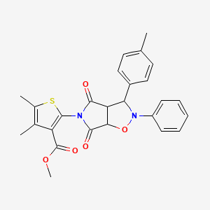 molecular formula C26H24N2O5S B2847581 methyl 4,5-dimethyl-2-[3-(4-methylphenyl)-4,6-dioxo-2-phenyl-hexahydro-2H-pyrrolo[3,4-d][1,2]oxazol-5-yl]thiophene-3-carboxylate CAS No. 1005266-94-3