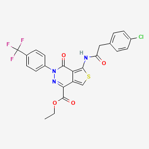 B2847611 Ethyl 5-(2-(4-chlorophenyl)acetamido)-4-oxo-3-(4-(trifluoromethyl)phenyl)-3,4-dihydrothieno[3,4-d]pyridazine-1-carboxylate CAS No. 851951-43-4