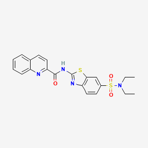 molecular formula C21H20N4O3S2 B2847618 N-[6-(diethylsulfamoyl)-1,3-benzothiazol-2-yl]quinoline-2-carboxamide CAS No. 865592-33-2