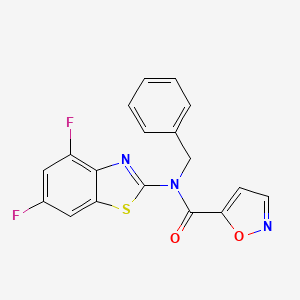 molecular formula C18H11F2N3O2S B2847629 N-benzyl-N-(4,6-difluoro-1,3-benzothiazol-2-yl)-1,2-oxazole-5-carboxamide CAS No. 941913-97-9
