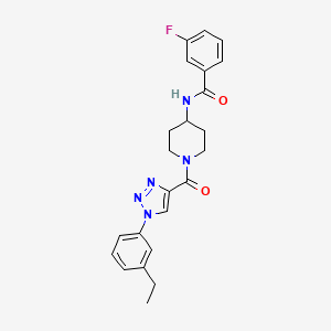 molecular formula C23H24FN5O2 B2847636 N-(1-(1-(3-ethylphenyl)-1H-1,2,3-triazole-4-carbonyl)piperidin-4-yl)-3-fluorobenzamide CAS No. 1251690-48-8