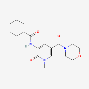 molecular formula C18H25N3O4 B2847645 N-(1-methyl-5-(morpholine-4-carbonyl)-2-oxo-1,2-dihydropyridin-3-yl)cyclohexanecarboxamide CAS No. 1105242-37-2