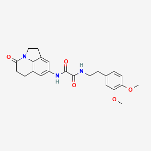 molecular formula C23H25N3O5 B2847646 N'-[2-(3,4-dimethoxyphenyl)ethyl]-N-{11-oxo-1-azatricyclo[6.3.1.0^{4,12}]dodeca-4(12),5,7-trien-6-yl}ethanediamide CAS No. 898462-10-7