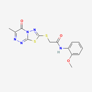 molecular formula C14H13N5O3S2 B2847661 N-(2-methoxyphenyl)-2-({3-methyl-4-oxo-4H-[1,3,4]thiadiazolo[2,3-c][1,2,4]triazin-7-yl}sulfanyl)acetamide CAS No. 869073-92-7