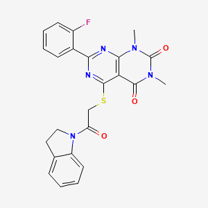 7-(2-fluorophenyl)-5-((2-(indolin-1-yl)-2-oxoethyl)thio)-1,3-dimethylpyrimido[4,5-d]pyrimidine-2,4(1H,3H)-dione